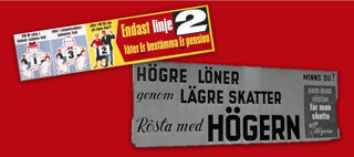 Dekorativt montage: Två valaffischer med text