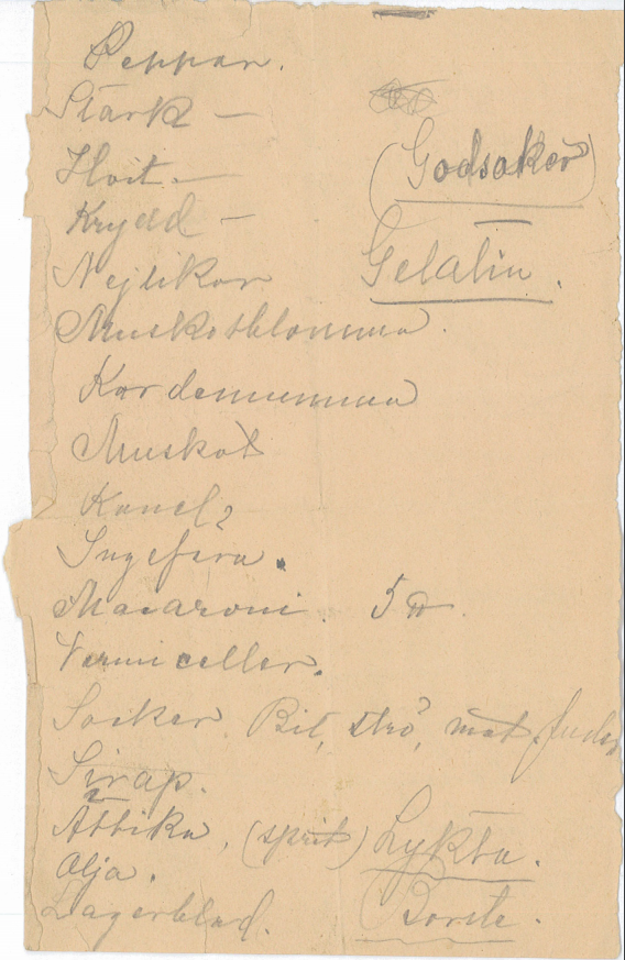 Källmaterial 1 Skrivstilstext på gulnat papper