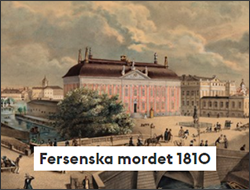Målning av hus och människor som promenerar