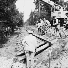 Spåromläggningen Gamla 8: an vid Slakthuset 1954