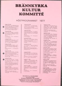 Brännkyrka kulturkommittés program hösten 1977