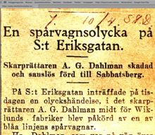 Spårvagnsolycka på S:t Eriksgatan.