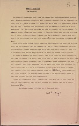 Dödsruna över samen Torkel Tomasson 1941