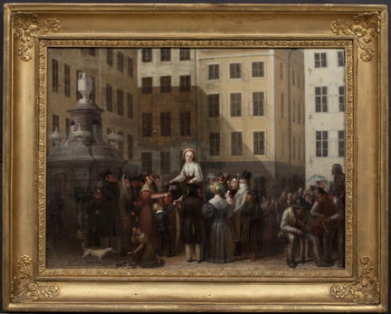Vackra Dalkullan säljer mjölk på Stortorget