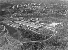 Flygfoto över Högdalshallen