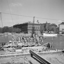 Strömbron under byggnad. Vy från Skeppsbron mot Kungsträdgårdsgatan
