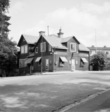 Hus med mataffär i Bromma år 1954