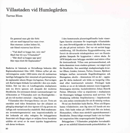 Text om villastaden vid Humlegården