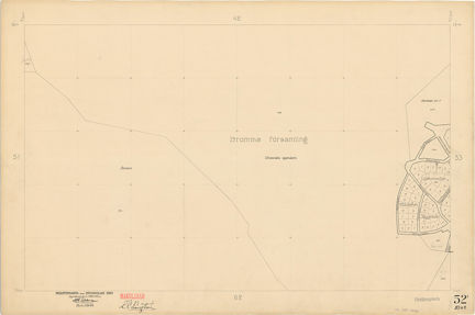 Kartan är ritad i tusch på papper som gulnat med tiden