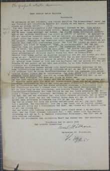 Stridsskrift mot kommunismen delades aldrig ut i målarnas fackförening - brev till Dr Nyström 1931