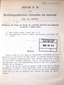"Handlingar till frågan om försök att sysselsätta arbetslöse med anläggande af subways i stadens gator" 1892/93