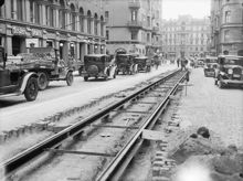 Gatuarbete på Kungsgatan år 1931