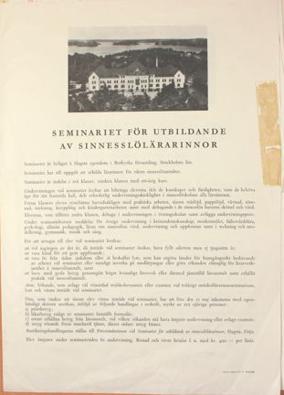 Informationsblad om Slagsta skolhems seminarium
