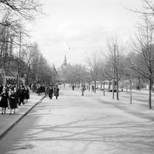 Djurgårdsvägen norrut med Nordiska Museet i fonden