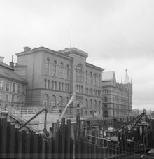 Bygge för tunnelbanan vid Gamla Riksarkivet