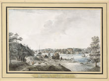 Carlbergs Slått ifrån Stads Hagen. Vue du château de Carlberg