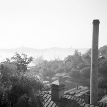 Djurgårdsvarvet, utsikt från Nordenskiöldsgatan mot Beckholmssundet