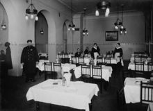 Interiör, andraklassmatsalen på Restaurant Wimpeln.