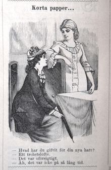 Korta papper. Bildskämt i Söndags-Nisse – Illustreradt Veckoblad för Skämt, Humor och Satir, nr 45, den 10 november 1878