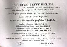Klubben Fritt Forum - november 1960