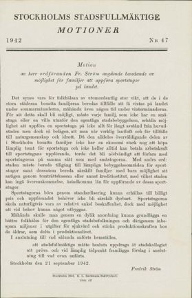 Motion angående sportstugor på landet