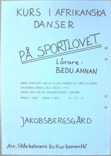 Skärholmens kulturkommitté bjuder in till kurs i afrikanska danser