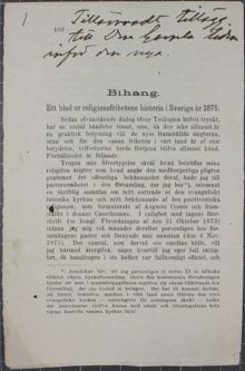 Ett blad ur religionsfrihetens historia i Sverige år 1875