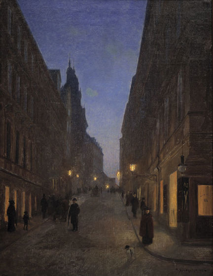 Hamngatan 1904. Kvällsstämning