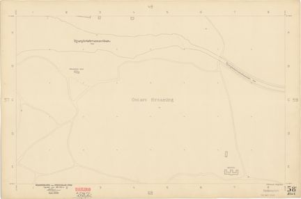 Kartan är ritad i tusch på papper som gulnat med tiden