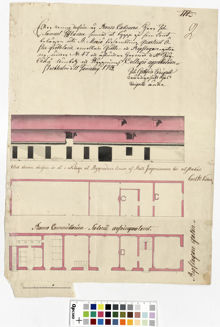 Ritning över hus i kvarteret Västergötland på Södermalm 1775