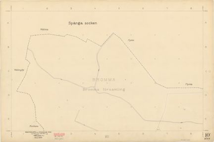 Kartan är ritad i tusch på papper som gulnat med tiden