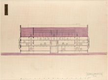 Ragnar Östbergs tävlingsförslag Rådhus ”Mälardrott” 1905, sektionsritning L–M