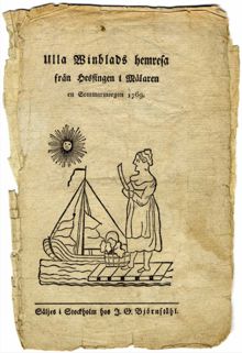 Ulla Winblads hemresa från Hessingen i Mälaren en sommarmorgon 1769.
