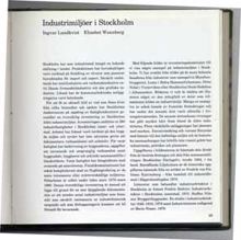 [Artikel] Industrimiljöer i Stockholm  / Ingvar Lundkvist, Elisabet Wannberg