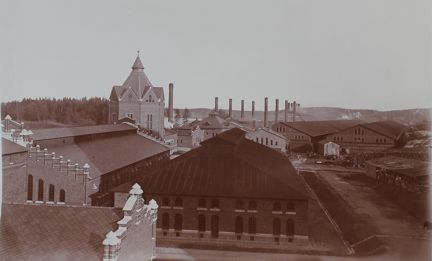 Svartvitt fotografi på Värtagasverket