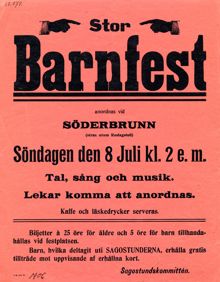 Stor barnfest anordnas vid Söderbrunn