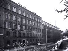 Stockholms Skofabrik. Exteriör av fabriken.