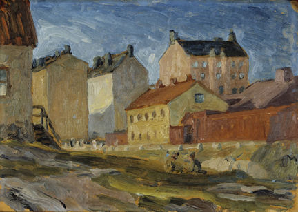 Stadsbild från Söder med hus i olika färger