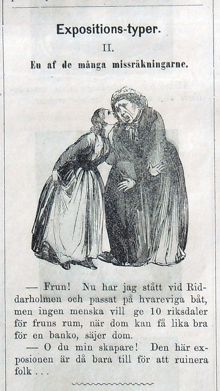 Expositions-typer II. En av de många missräkningarne. Bildskämt i Söndags-Nisse – Illustreradt Veckoblad för Skämt, Humor och Satir, nr 26, den 27 juni 1866