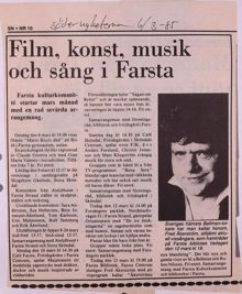 Film, konst, musik och sång i Farsta - 1985