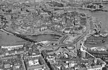Flygbild över Slussen 1936