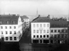 Utsikt från Maria Magdalena kyrktorn mot Hornsgatan och Maria Trappgränd
