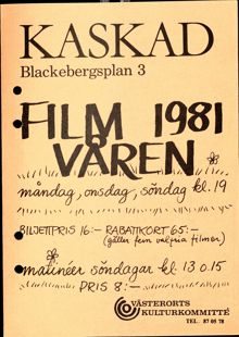 Västerorts kulturkommitté bjuder in till filmvisning