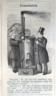 Framtidsbild. Bildskämt i Söndags-Nisse – Illustreradt Veckoblad för Skämt, Humor och Satir, nr 49, den 8 december 1878
