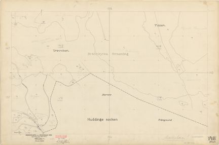 Bladet är ritat i tusch på papper som numera är gulnat