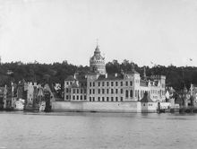 Konst och industriutställningen 1897. ""Gamla Stockholm"" från Djurgårdsbrunnsviken