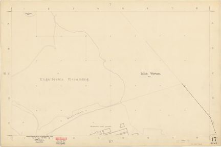 Kartan är ritad i tusch på papper som gulnat med tiden