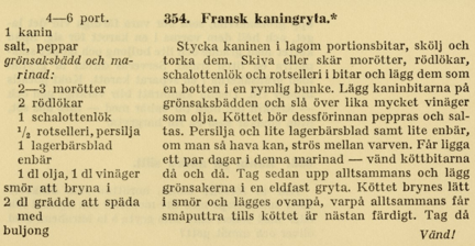 Recept på fransk kaningryta