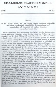 Motion om betald mammaledighet för stadens kvinnliga personal - stadsfullmäktige 1941