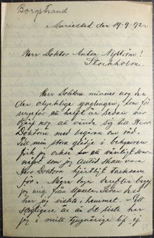 Tjugoåring med journalistdrömmar ber om hjälp - brev till Dr Nyström 1892
